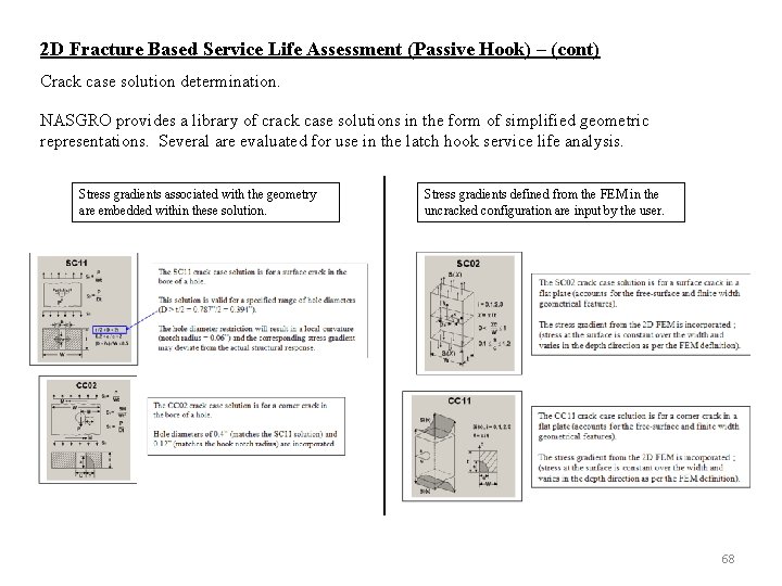2 D Fracture Based Service Life Assessment (Passive Hook) – (cont) Crack case solution