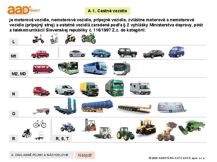 A-1. Cestné vozidlo je motorové vozidlo, nemotorové vozidlo, prípojné vozidlo, zvláštne motorové a nemotorové