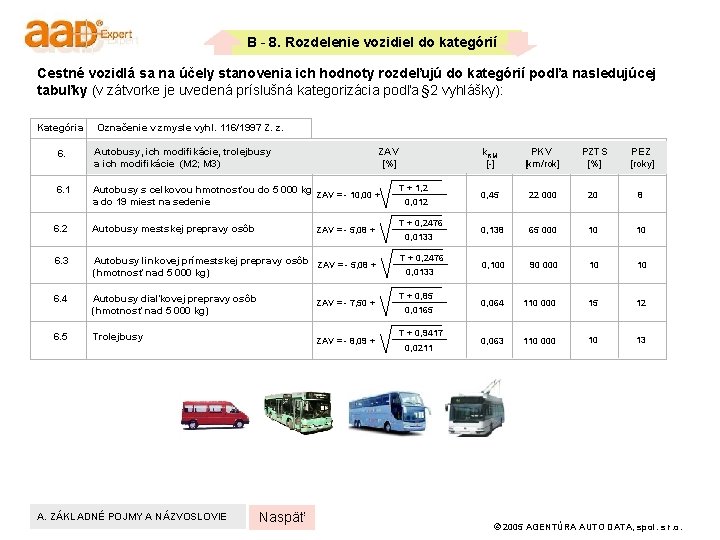 B - 8. Rozdelenie vozidiel do kategórií Cestné vozidlá sa na účely stanovenia ich