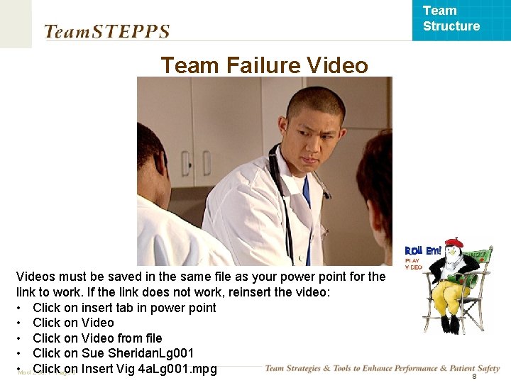 Team Structure Team Failure Videos must be saved in the same file as your