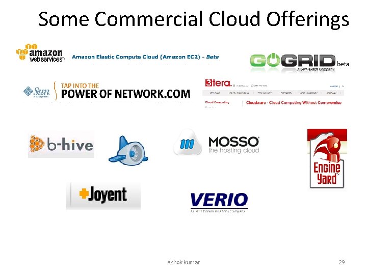 Some Commercial Cloud Offerings Ashok kumar 29 