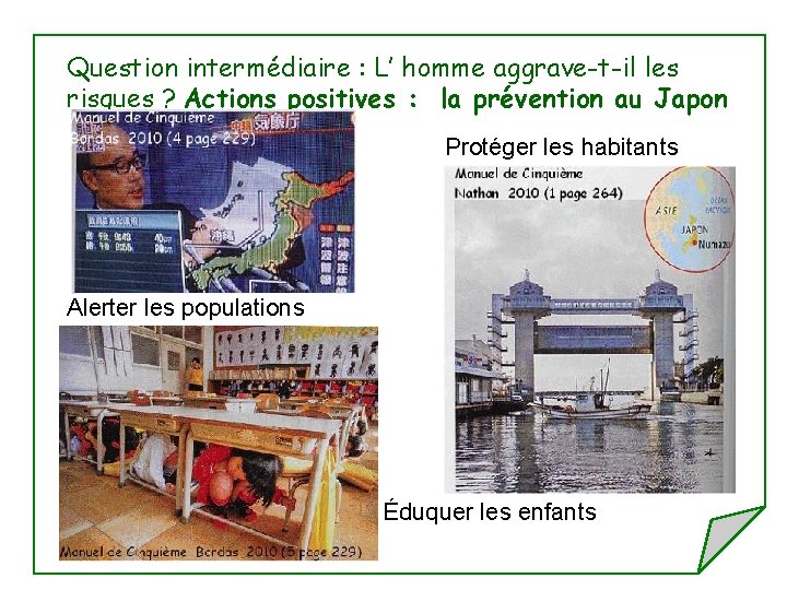 Question intermédiaire : L’ homme aggrave-t-il les risques ? Actions positives : la prévention