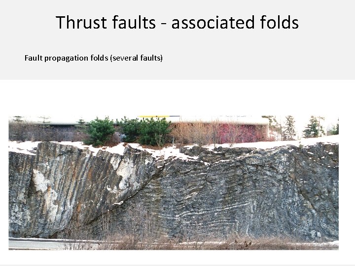 Thrust faults - associated folds Fault propagation folds (several faults) 
