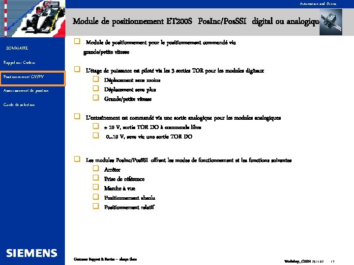 Automation and Drives Module de positionnement ET 200 S Pos. Inc/Pos. SSI digital ou