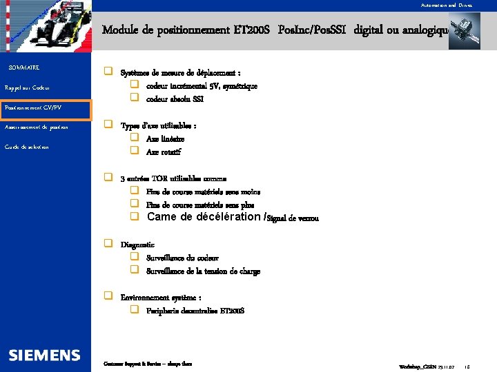 Automation and Drives Module de positionnement ET 200 S Pos. Inc/Pos. SSI digital ou