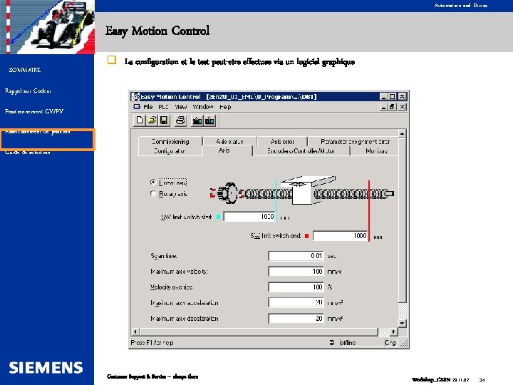 Automation and Drives Easy Motion Control SOMMAIRE q La configuration et le test peut-etre