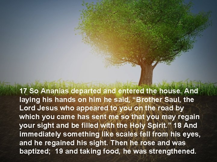 17 So Ananias departed and entered the house. And laying his hands on him