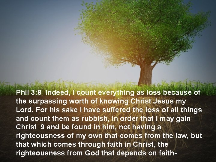 Phil 3: 8 Indeed, I count everything as loss because of the surpassing worth