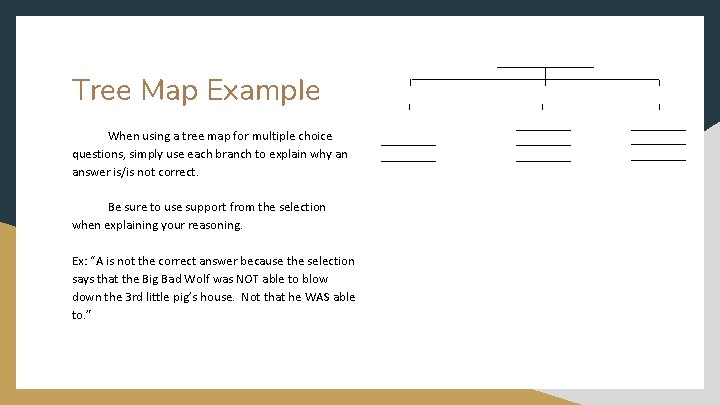 Tree Map Example When using a tree map for multiple choice questions, simply use