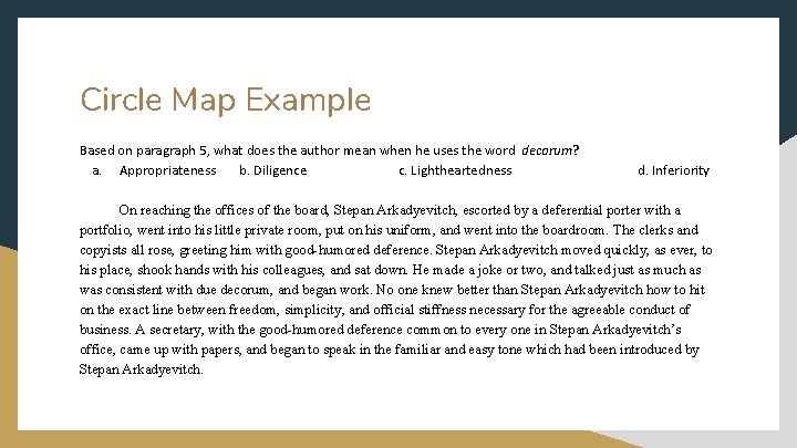 Circle Map Example Based on paragraph 5, what does the author mean when he