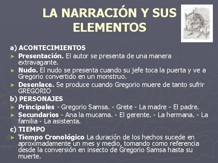 LA NARRACIÓN Y SUS ELEMENTOS a) ACONTECIMIENTOS ► Presentación. El autor se presenta de LA NARRACIÓN Y SUS ELEMENTOS a) ACONTECIMIENTOS ► Presentación. El autor se presenta de