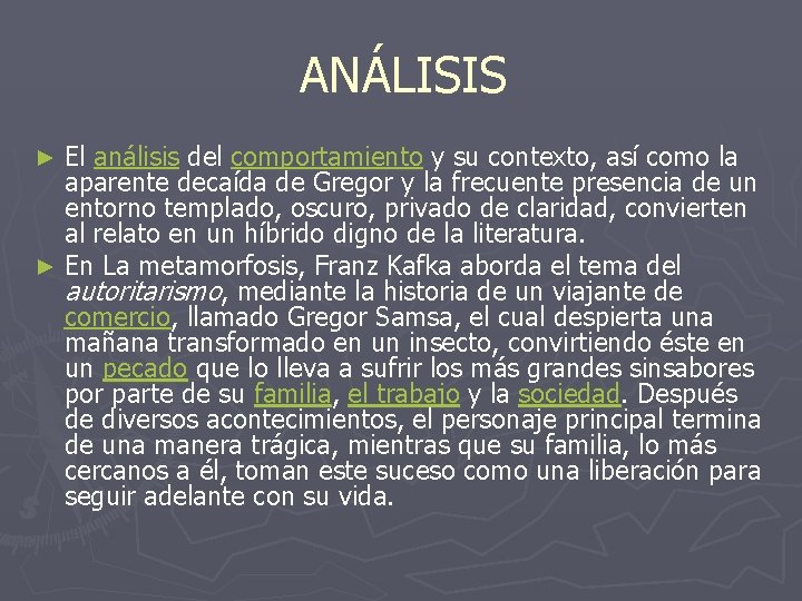 ANÁLISIS El análisis del comportamiento y su contexto, así como la aparente decaída de ANÁLISIS El análisis del comportamiento y su contexto, así como la aparente decaída de
