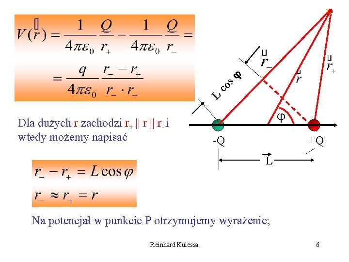 co s L Dla dużych r zachodzi r+ || r- i wtedy możemy napisać