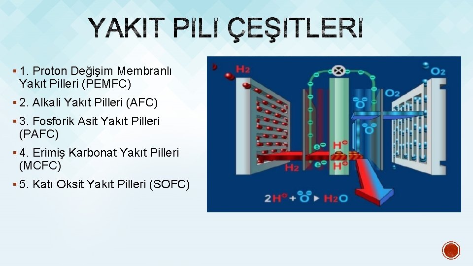 § 1. Proton Değişim Membranlı Yakıt Pilleri (PEMFC) § 2. Alkali Yakıt Pilleri (AFC)