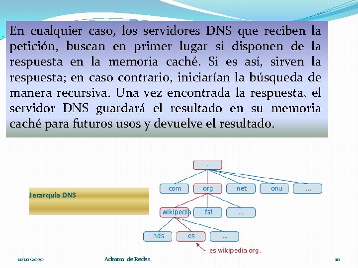En cualquier caso, los servidores DNS que reciben la petición, buscan en primer lugar
