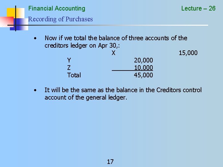 Financial Accounting Lecture 26 Recap With the increase