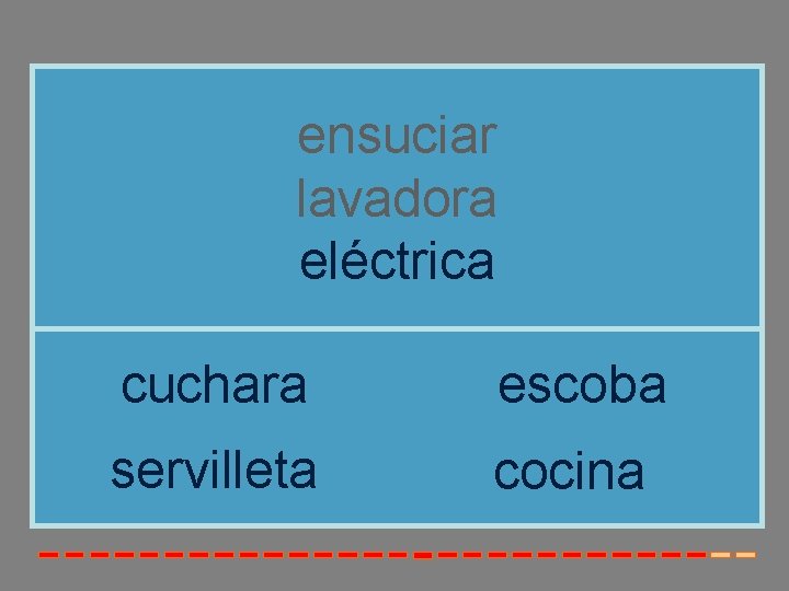 ensuciar lavadora eléctrica cuchara escoba servilleta cocina 