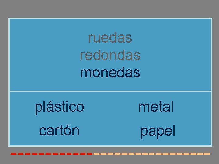 ruedas redondas monedas plástico metal cartón papel 