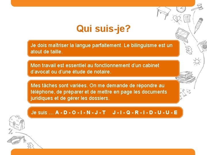 Qui suis-je? Je dois maîtriser la langue parfaitement. Le bilinguisme est un atout de