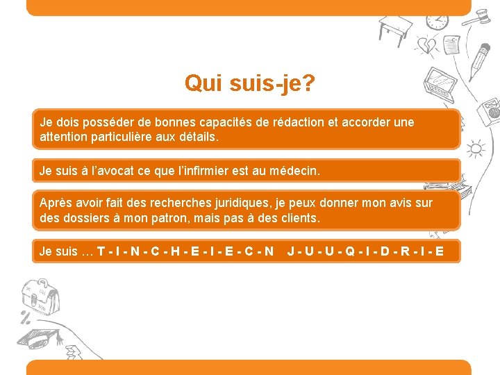Qui suis-je? Je dois posséder de bonnes capacités de rédaction et accorder une attention
