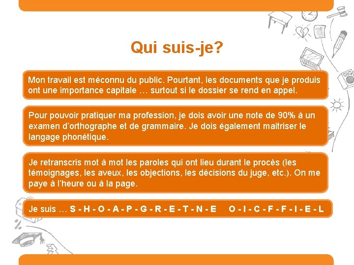 Qui suis-je? Mon travail est méconnu du public. Pourtant, les documents que je produis