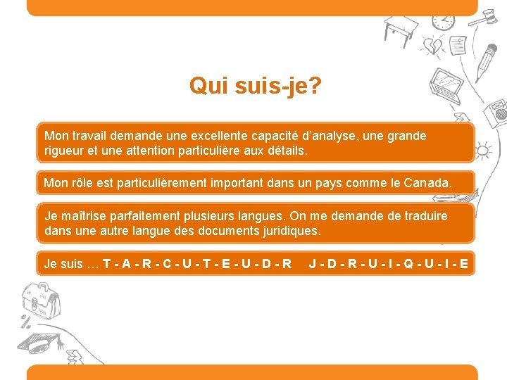 Qui suis-je? Mon travail demande une excellente capacité d’analyse, une grande rigueur et une