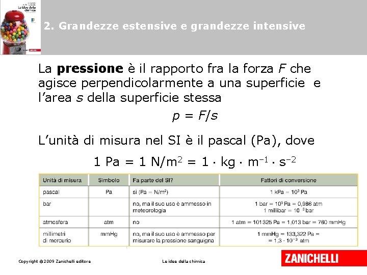 2. Grandezze estensive e grandezze intensive La pressione è il rapporto fra la forza