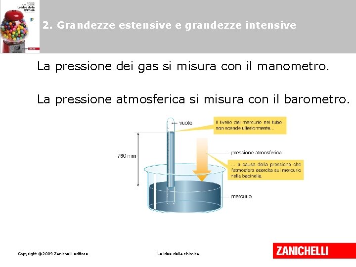 2. Grandezze estensive e grandezze intensive La pressione dei gas si misura con il