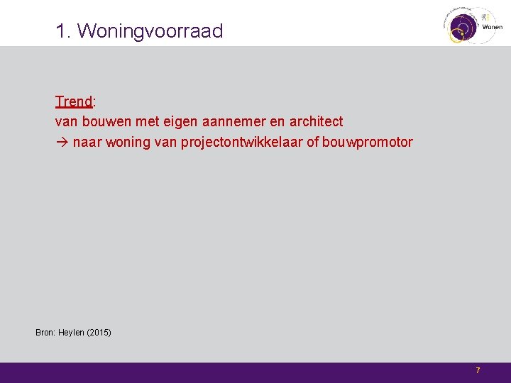 1. Woningvoorraad Trend: van bouwen met eigen aannemer en architect naar woning van projectontwikkelaar