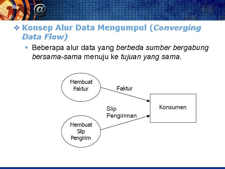 v Konsep Alur Data Mengumpul (Converging Data Flow) § Beberapa alur data yang berbeda