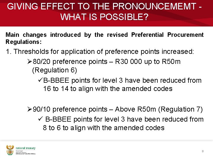 GIVING EFFECT TO THE PRONOUNCEMEMT WHAT IS POSSIBLE? Main changes introduced by the revised GIVING EFFECT TO THE PRONOUNCEMEMT WHAT IS POSSIBLE? Main changes introduced by the revised