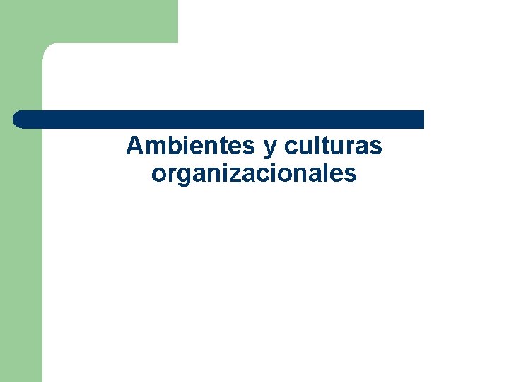 Ambientes y culturas organizacionales 