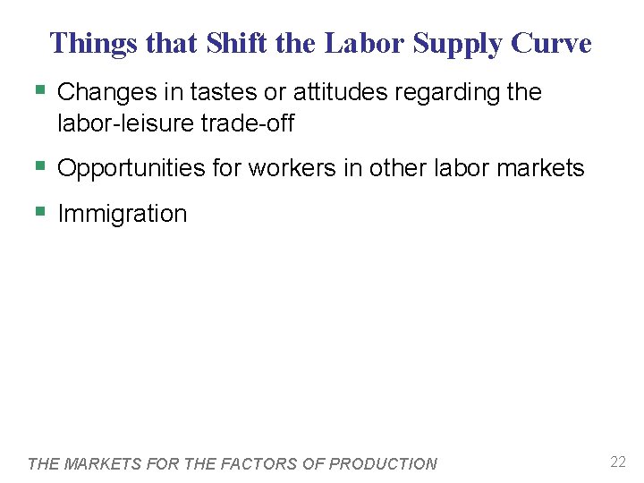 Things that Shift the Labor Supply Curve § Changes in tastes or attitudes regarding