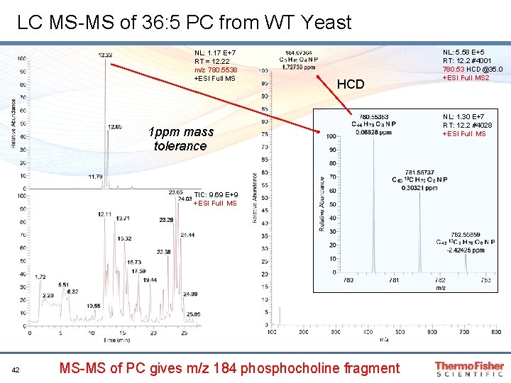 LC MS-MS of 36: 5 PC from WT Yeast NL: 1. 17 E+7 RT LC MS-MS of 36: 5 PC from WT Yeast NL: 1. 17 E+7 RT