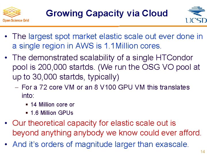 Growing Capacity via Cloud • The largest spot market elastic scale out ever done