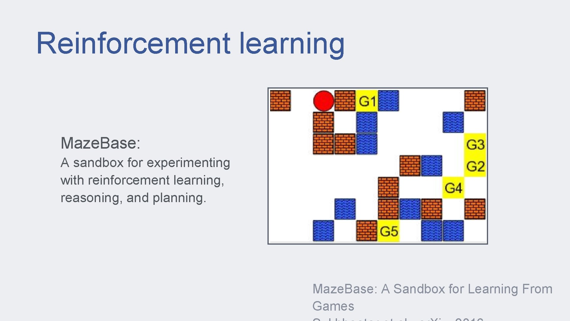 Reinforcement learning Maze. Base: A sandbox for experimenting with reinforcement learning, reasoning, and planning.