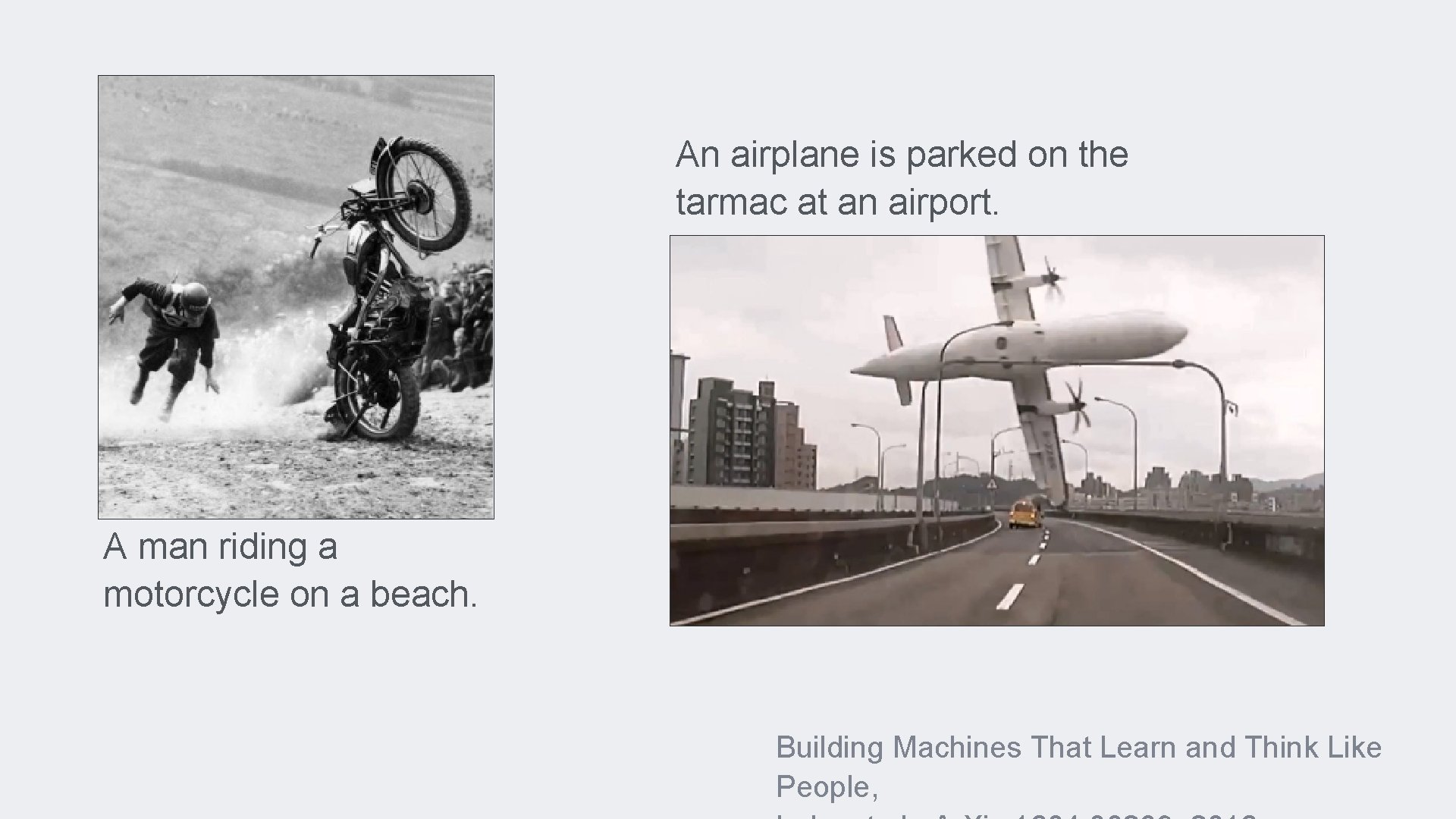 An airplane is parked on the tarmac at an airport. A man riding a