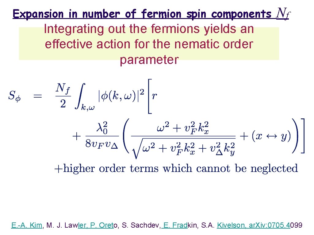 Expansion in number of fermion spin components Nf Integrating out the fermions yields an