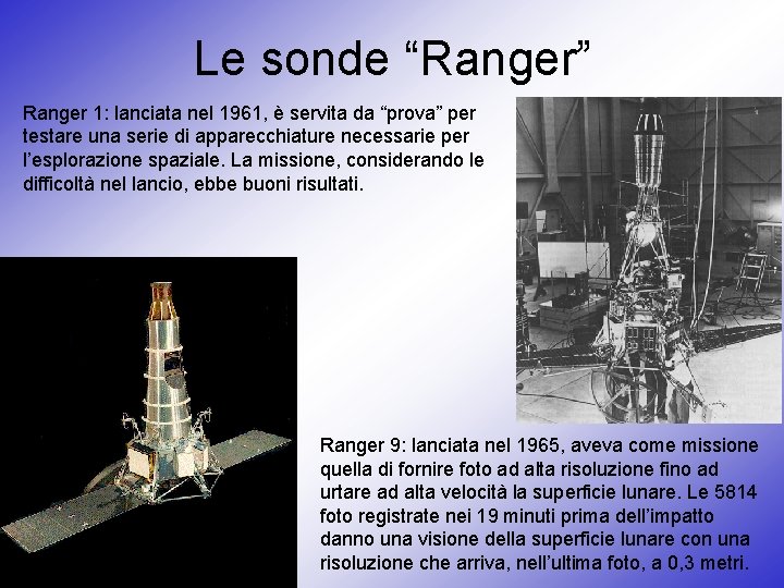 Le sonde “Ranger” Ranger 1: lanciata nel 1961, è servita da “prova” per testare