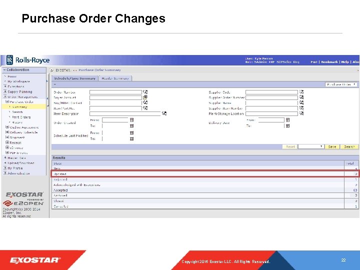 Purchase Order Changes Copyright 2016 Exostar LLC. All Rights Reserved. 22 