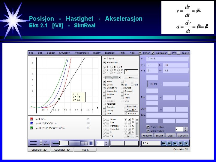 Posisjon - Hastighet - Akselerasjon Eks 2. 1 [6/8] - Sim. Real 