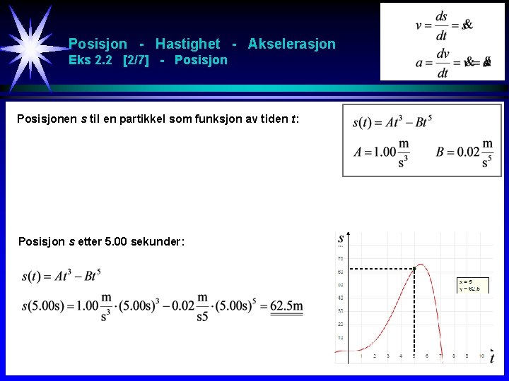 Posisjon - Hastighet - Akselerasjon Eks 2. 2 [2/7] - Posisjonen s til en