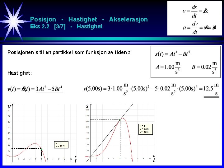 Posisjon - Hastighet - Akselerasjon Eks 2. 2 [3/7] - Hastighet Posisjonen s til