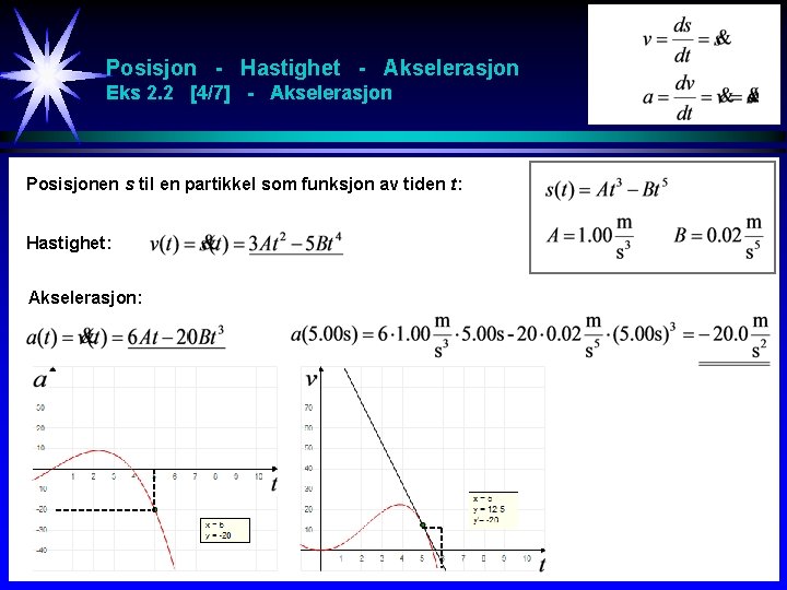Posisjon - Hastighet - Akselerasjon Eks 2. 2 [4/7] - Akselerasjon Posisjonen s til