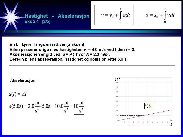 Hastighet - Akselerasjon Eks 2. 4 [2/5] En bil kjører langs en rett vei