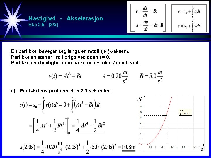 Hastighet - Akselerasjon Eks 2. 5 [3/3] En partikkel beveger seg langs en rett