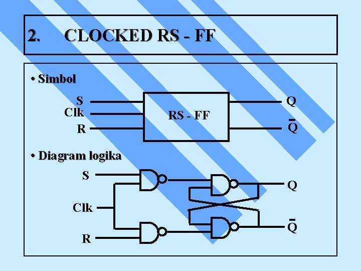 2. CLOCKED RS - FF • Simbol S Clk R Q RS - FF