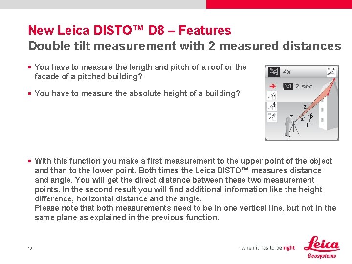 New Leica DISTO™ D 8 – Features Double tilt measurement with 2 measured distances