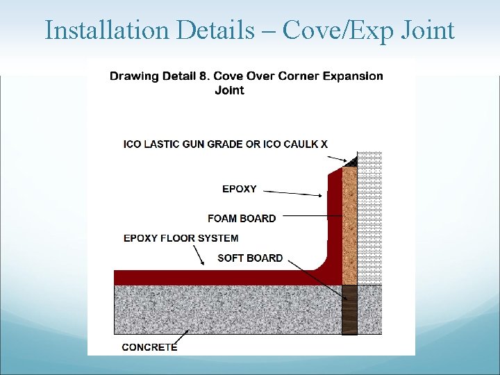 Installation Details – Cove/Exp Joint 