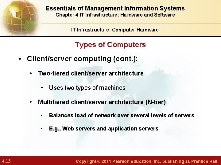 Essentials of Management Information Systems Chapter 4 IT Infrastructure: Hardware and Software IT Infrastructure: